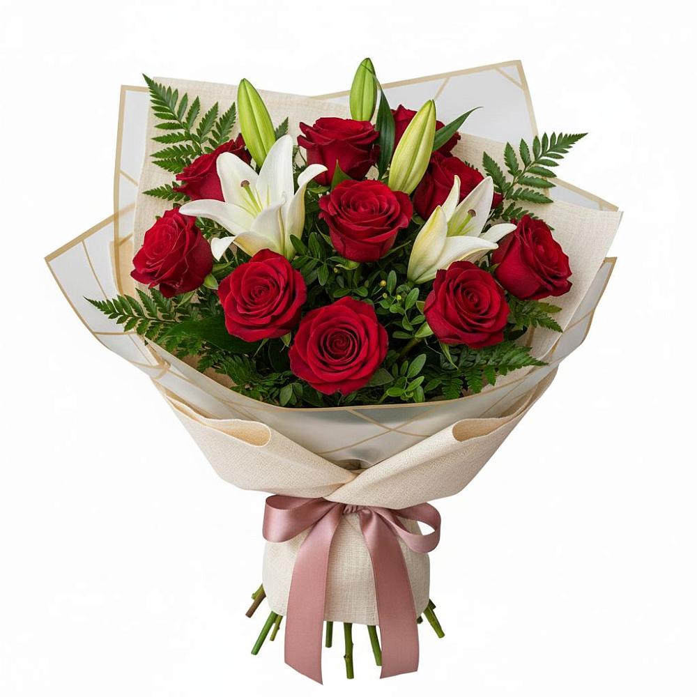 Букет цветов из: Лилии и Розы в Березник