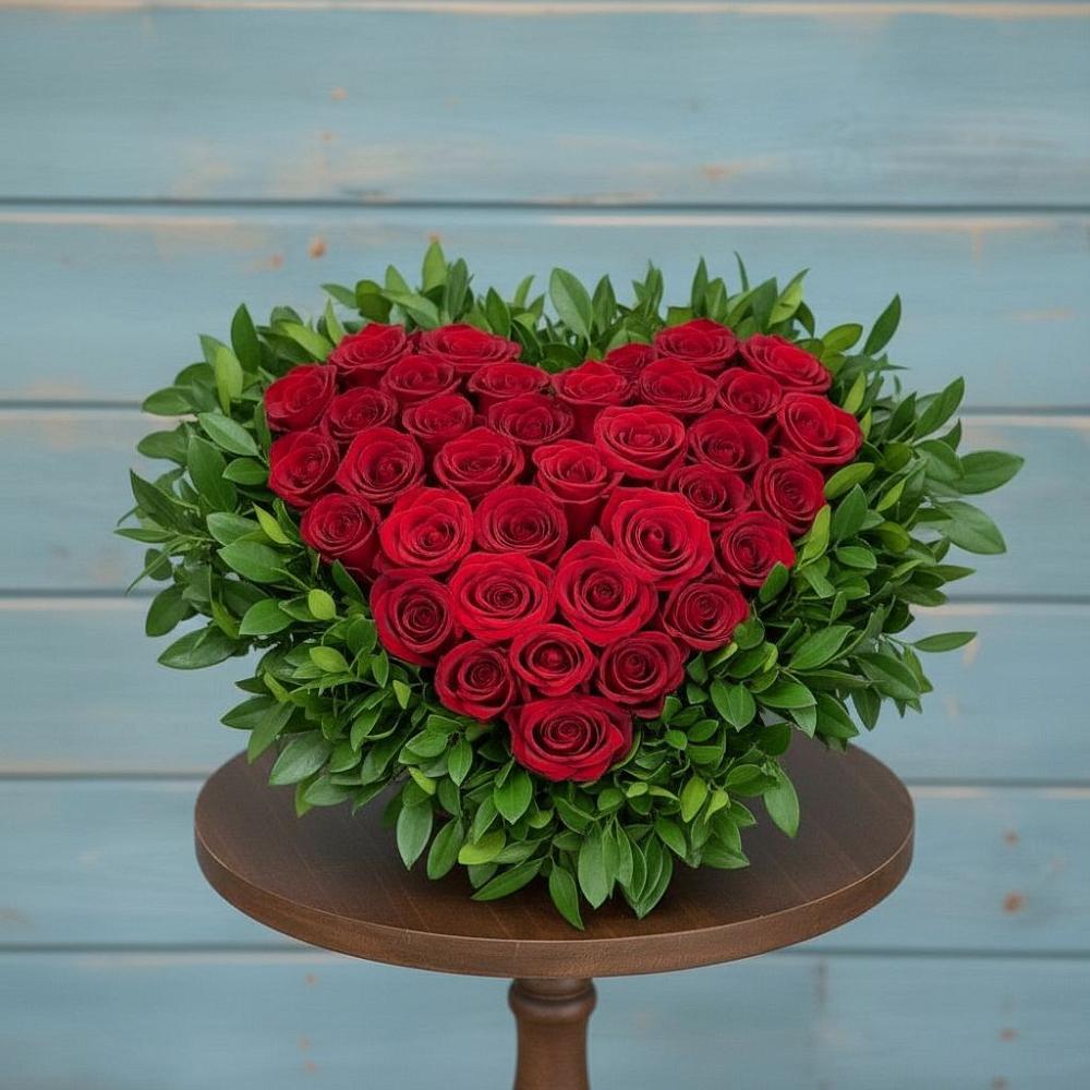 Цветочная композиция из Розы в виде сердца в Березник