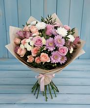 Букет цветов из:  Хризантемы, Розы и Альстромерии в Березник