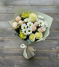 Букет цветов из:  Альстромерии, Розы и Хризантемы в Березник