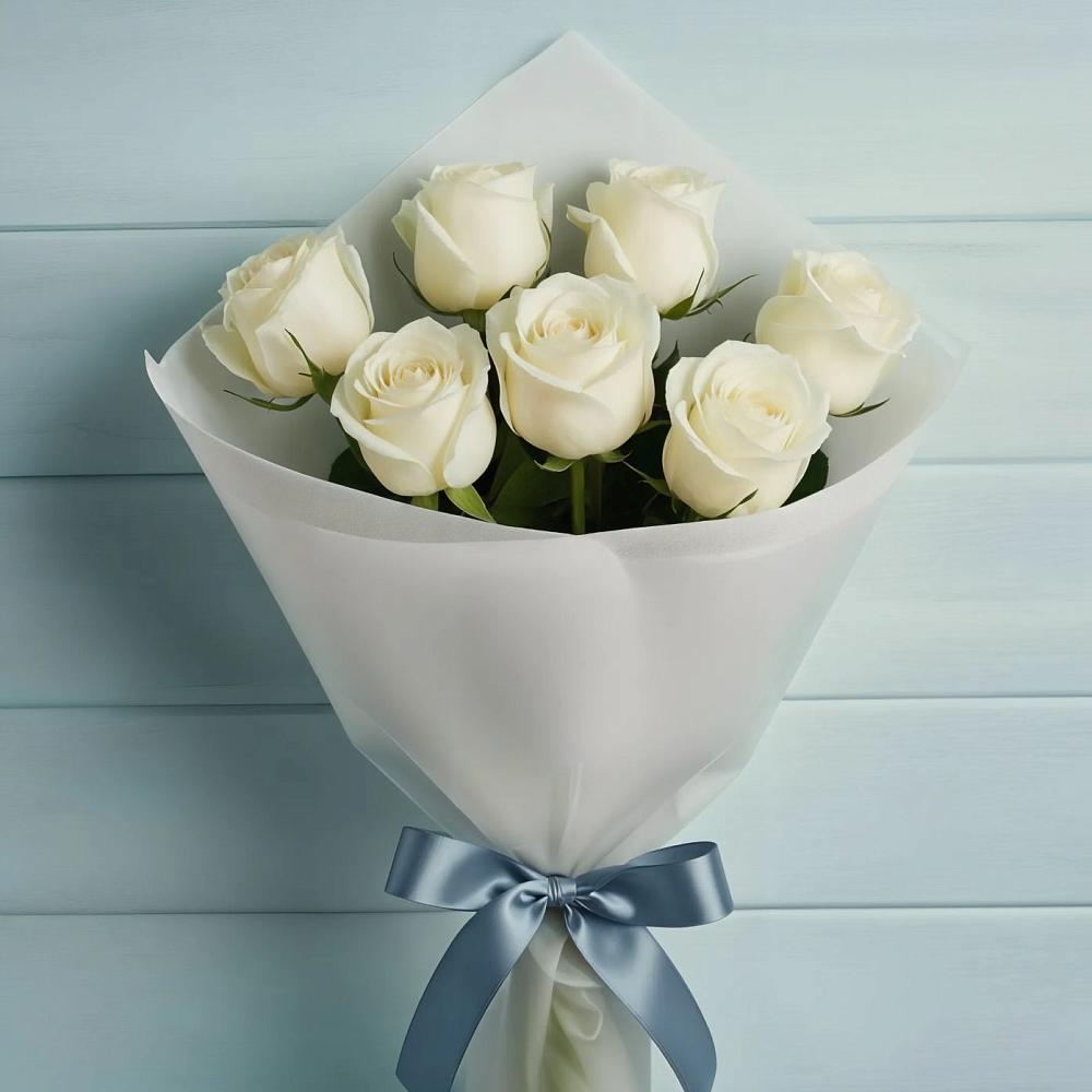 Букет 7 Белых роз Эдлесс Лав в Березник