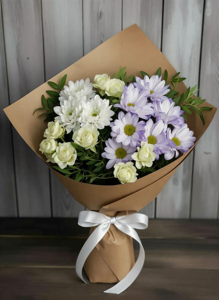 Букет цветов из: Хризантемы и Розы в Березник